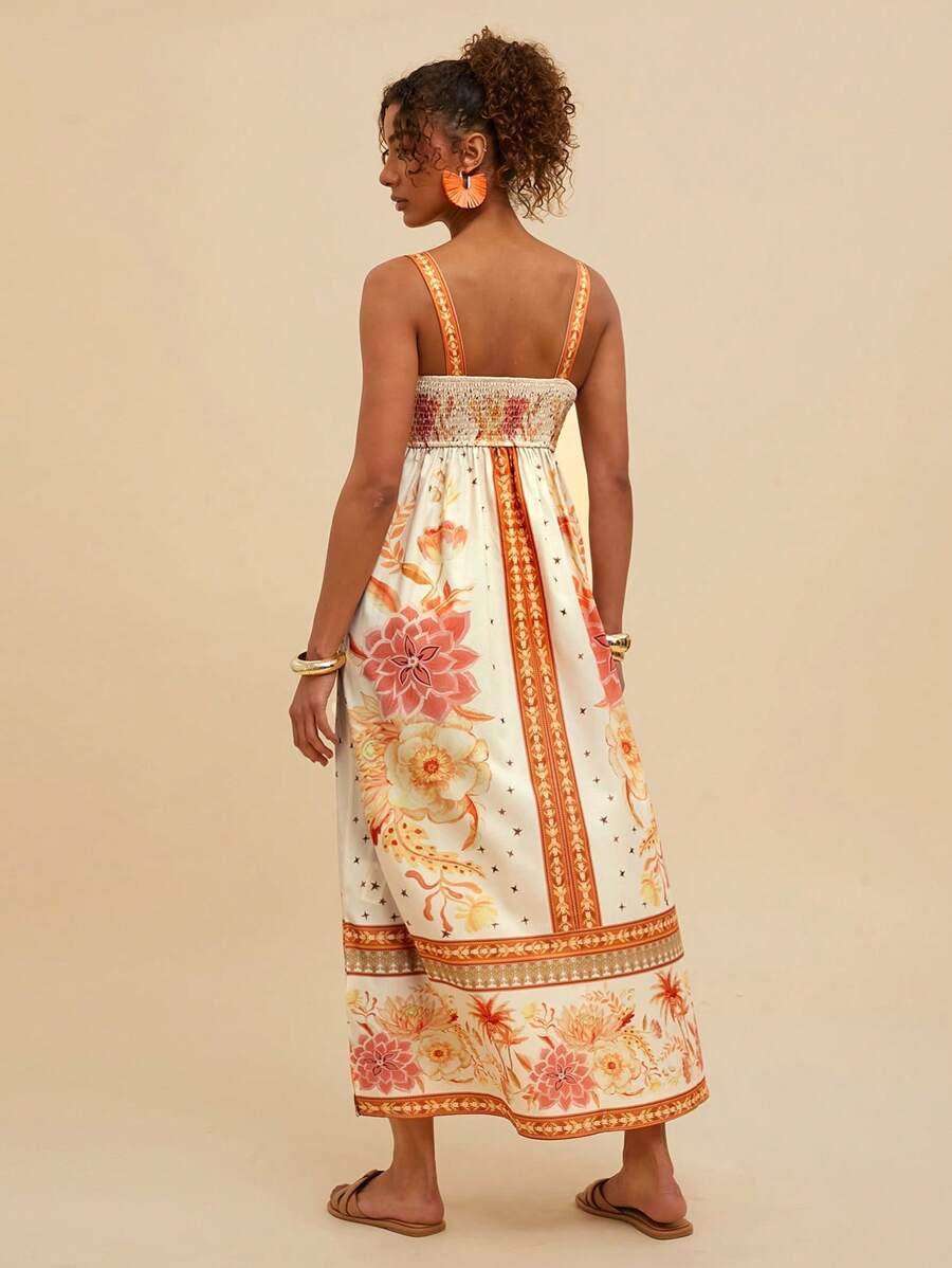 Travachic Vestido Casual Tipo Camisola com Estampa Floral para Férias Feminino, Primavera e Verão, Looks de Verão Femininos, Looks de Praia para Mulher, Mulheres, Férias da Primavera, Look para Shows Feminino, Boho, Looks de Rave, Férias Tropicais, Festiv