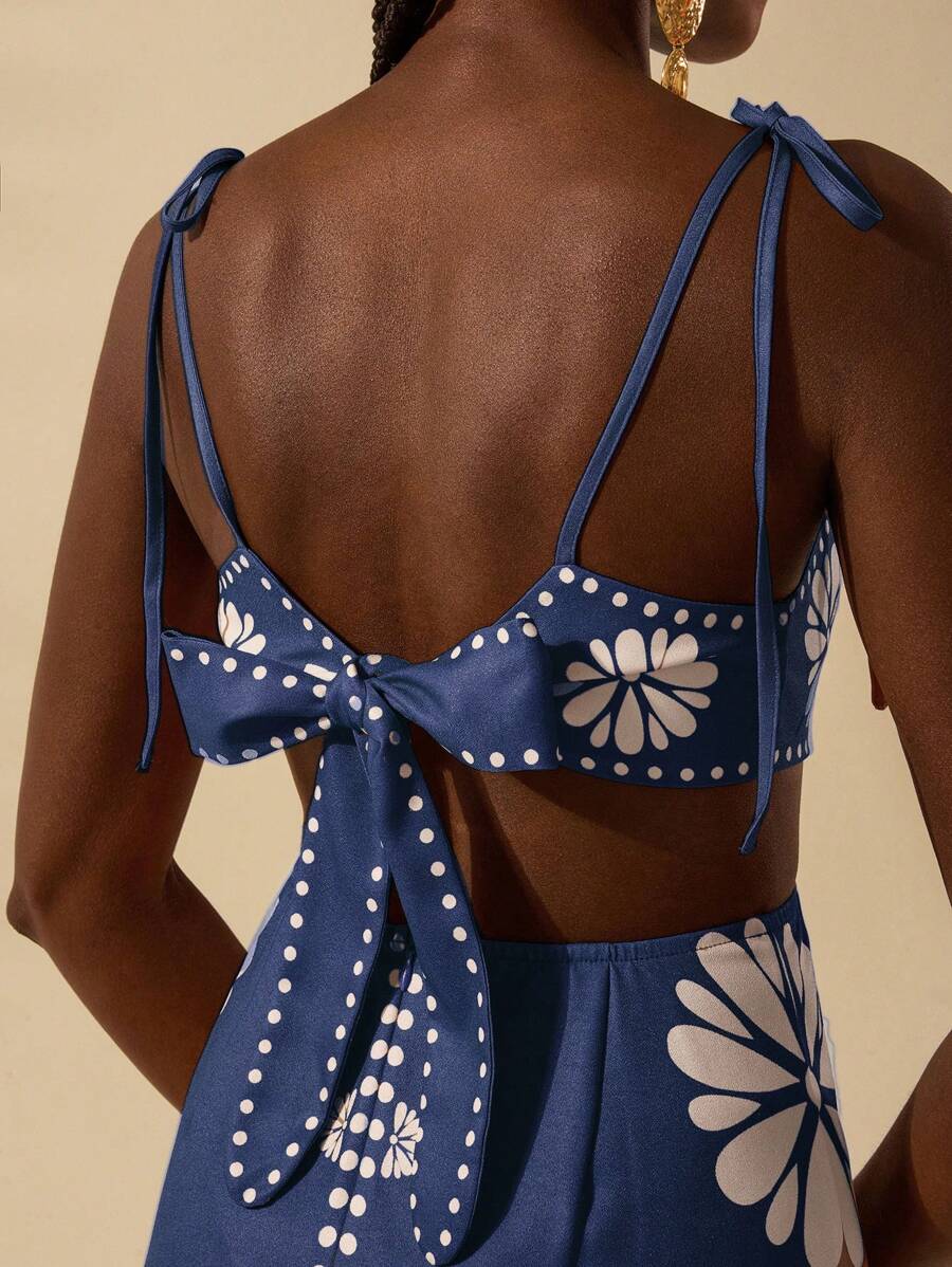 CAJUNI Vestido Estampado Tropical Laranja com Amarração na Cintura, Estilo Boêmio Feminino, Vestido de Praia Casual Solto para o Verão