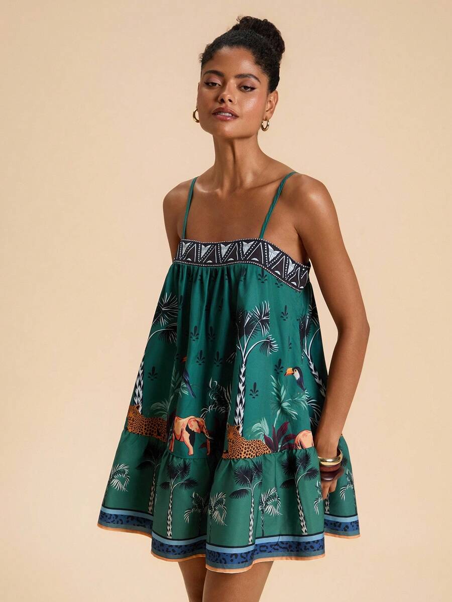 Travachic Vestido de alça fina para verão e férias, estampa floral, estilo de férias, looks de férias para mulheres, looks de férias na praia, looks de verão para mulheres, vestidos de verão para mulheres, vestidos para mulheres, vestido de verão