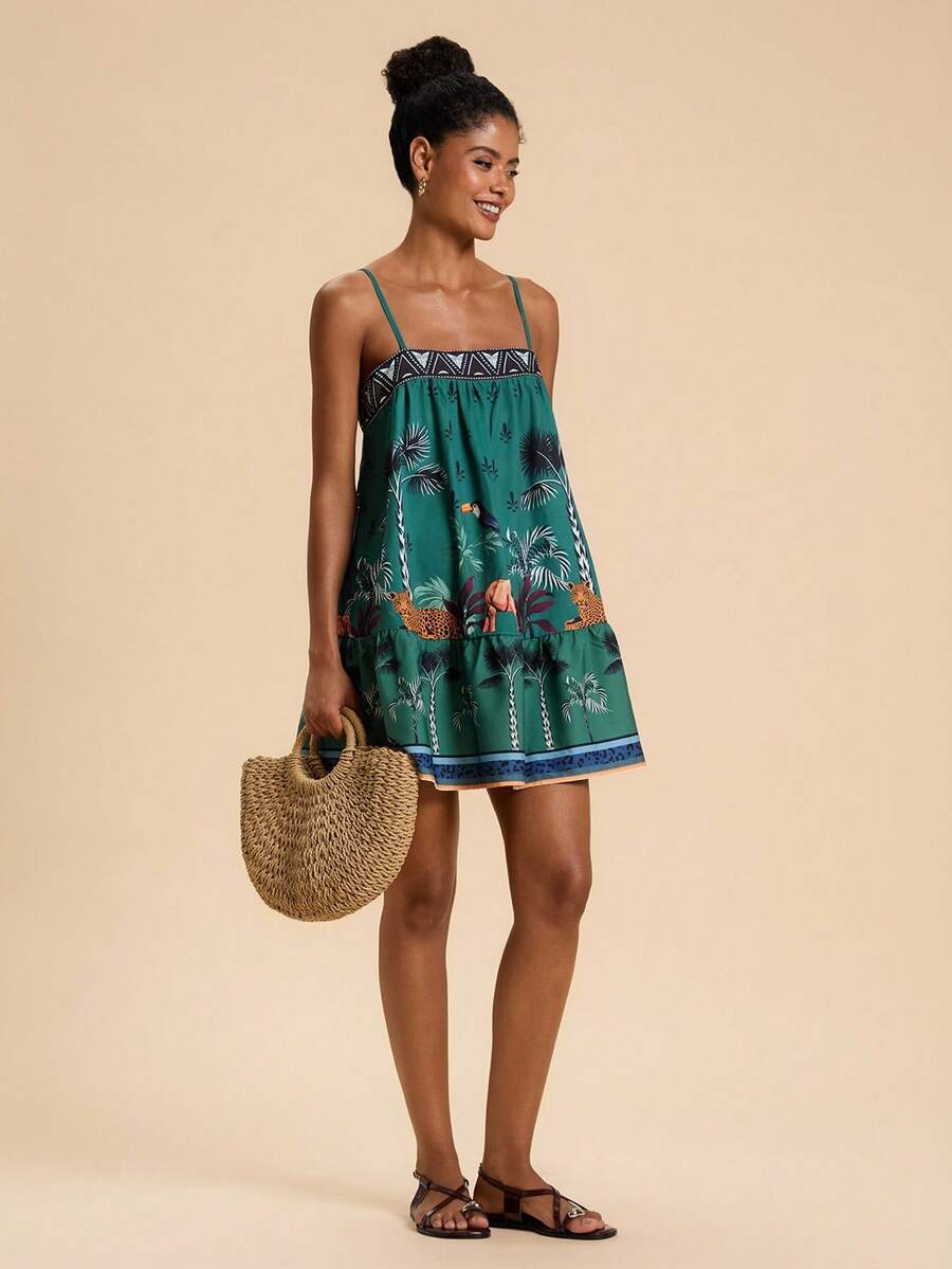 Travachic Vestido de alça fina para verão e férias, estampa floral, estilo de férias, looks de férias para mulheres, looks de férias na praia, looks de verão para mulheres, vestidos de verão para mulheres, vestidos para mulheres, vestido de verão