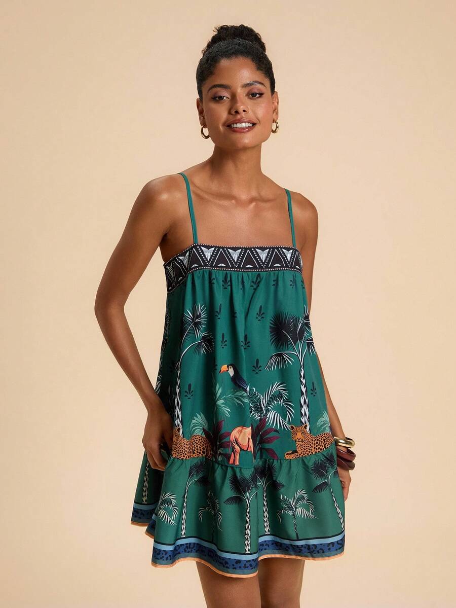 Travachic Vestido de alça fina para verão e férias, estampa floral, estilo de férias, looks de férias para mulheres, looks de férias na praia, looks de verão para mulheres, vestidos de verão para mulheres, vestidos para mulheres, vestido de verão