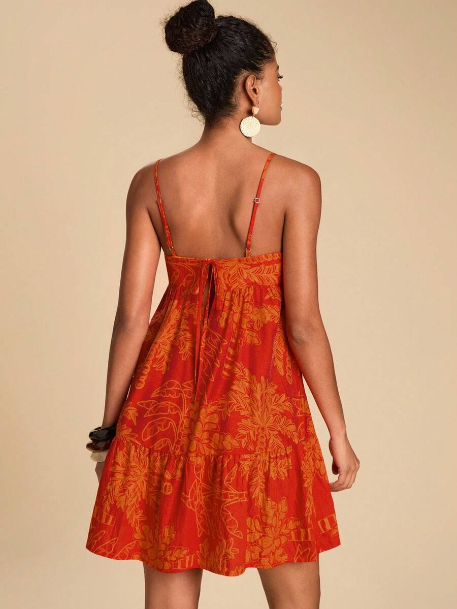 Travachic Vestido de alça fina para verão e férias, estampa floral, estilo de férias, looks de férias para mulheres, looks de férias na praia, looks de verão para mulheres, vestidos de verão para mulheres, vestidos para mulheres, vestido de verão