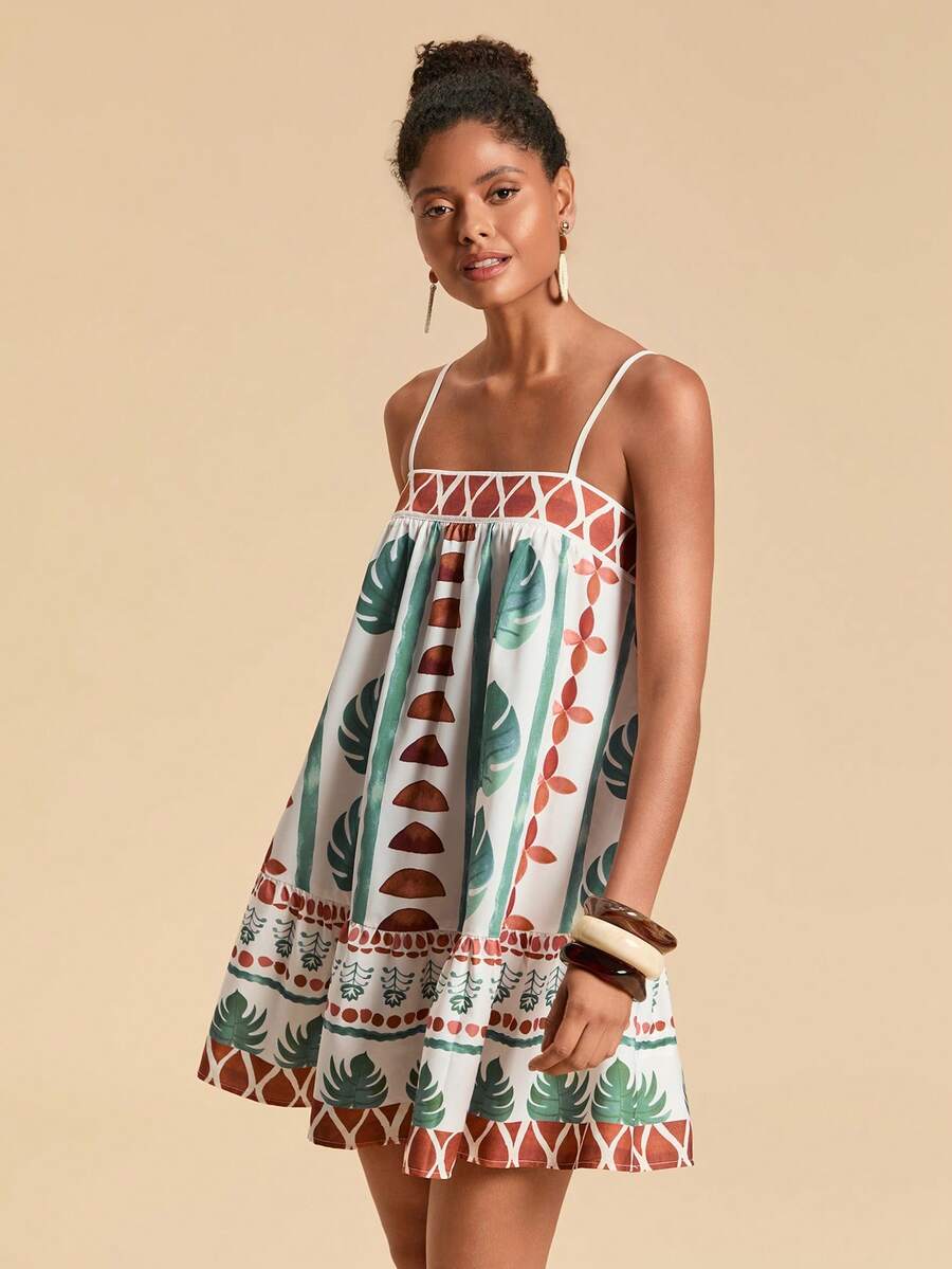 Travachic Vestido de alça fina para verão e férias, estampa floral, estilo de férias, looks de férias para mulheres, looks de férias na praia, looks de verão para mulheres, vestidos de verão para mulheres, vestidos para mulheres, vestido de verão