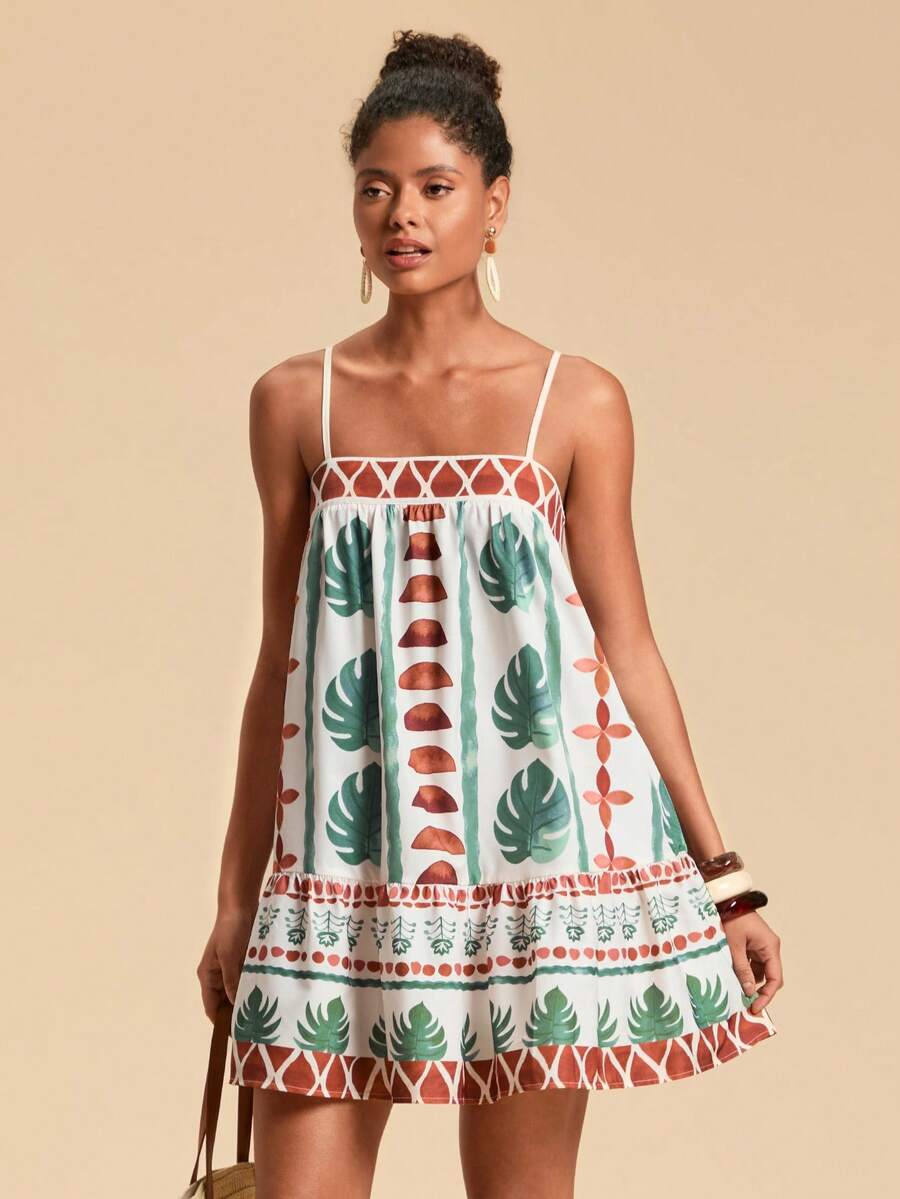 Travachic Vestido de alça fina para verão e férias, estampa floral, estilo de férias, looks de férias para mulheres, looks de férias na praia, looks de verão para mulheres, vestidos de verão para mulheres, vestidos para mulheres, vestido de verão