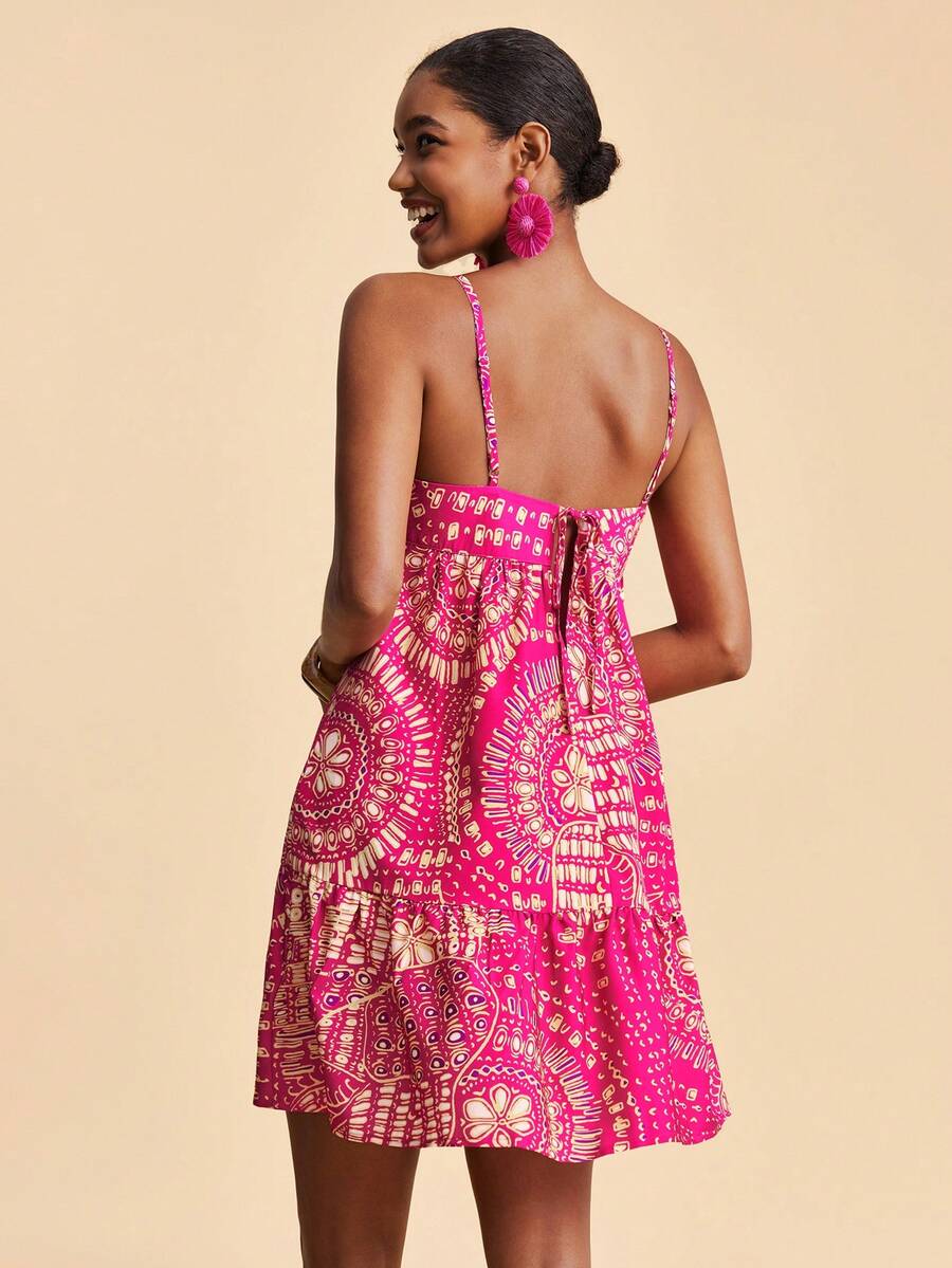 Travachic Vestido de alça fina para verão e férias, estampa floral, estilo de férias, looks de férias para mulheres, looks de férias na praia, looks de verão para mulheres, vestidos de verão para mulheres, vestidos para mulheres, vestido de verão