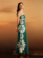 CAJUNI Vestido Estampado Tropical Laranja com Amarração na Cintura, Estilo Boêmio Feminino, Vestido de Praia Casual Solto para o Verão