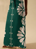 CAJUNI Vestido Estampado Tropical Laranja com Amarração na Cintura, Estilo Boêmio Feminino, Vestido de Praia Casual Solto para o Verão