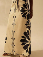 CAJUNI Vestido Estampado Tropical Laranja com Amarração na Cintura, Estilo Boêmio Feminino, Vestido de Praia Casual Solto para o Verão