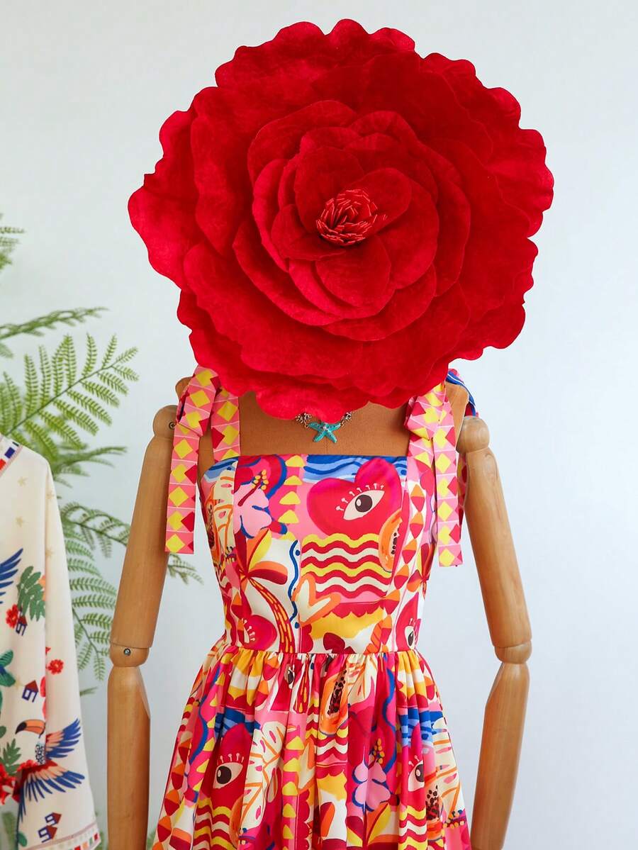 Travachic Vestido de Verão com Estampa Floral, Decote Quadrado, Sem Mangas, Cintura Marcada e Amarração na Frente, para Férias, Looks de Praia e Verão para Mulheres