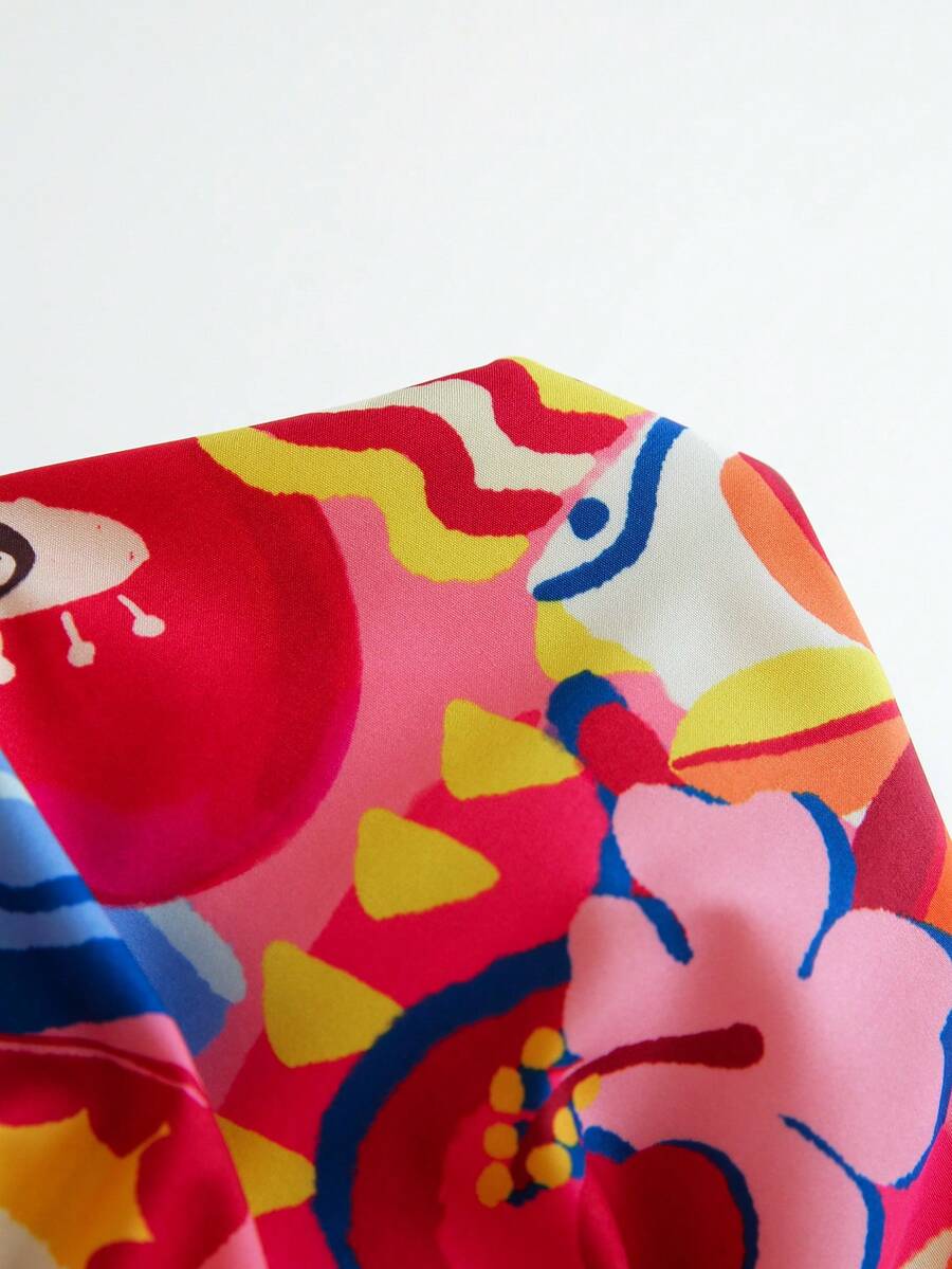 Travachic Vestido de Verão com Estampa Floral, Decote Quadrado, Sem Mangas, Cintura Marcada e Amarração na Frente, para Férias, Looks de Praia e Verão para Mulheres