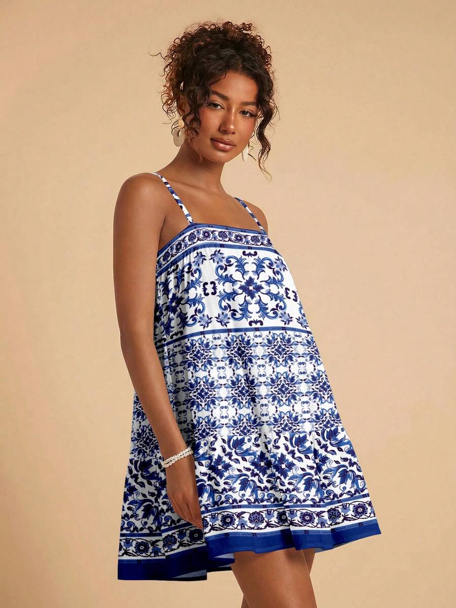 Travachic Vestido de alça fina para verão e férias, estampa floral, estilo de férias, looks de férias para mulheres, looks de férias na praia, looks de verão para mulheres, vestidos de verão para mulheres, vestidos para mulheres, vestido de verão