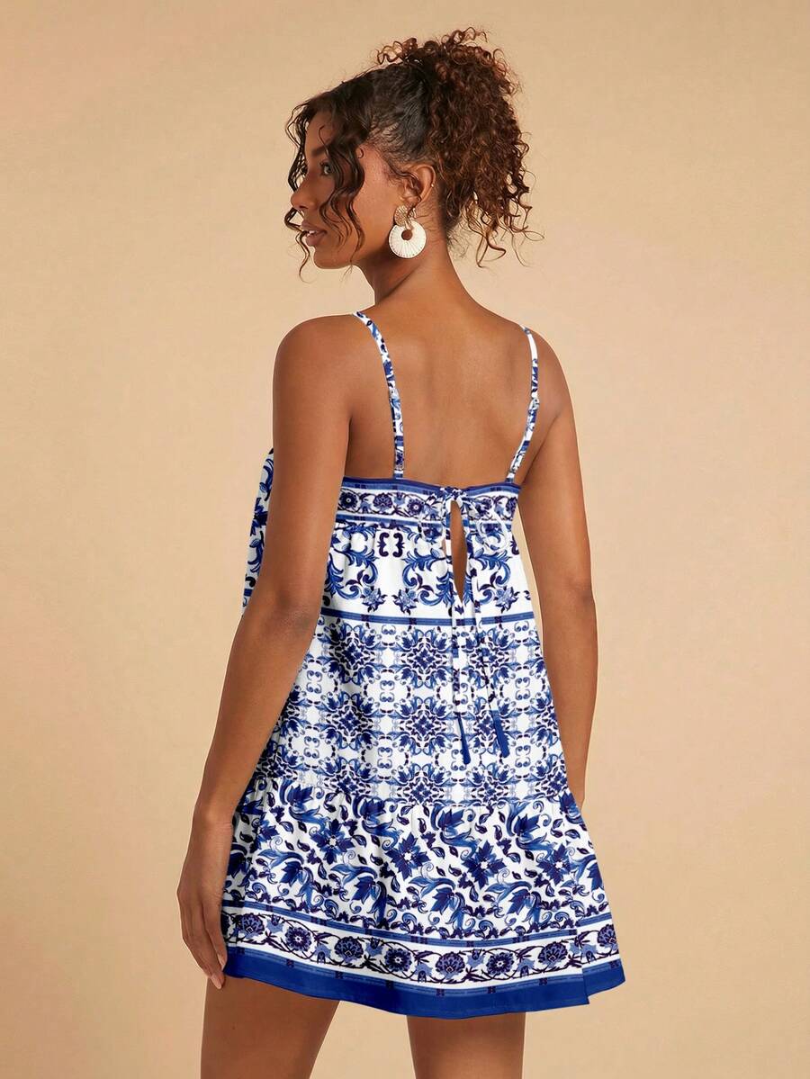 Travachic Vestido de alça fina para verão e férias, estampa floral, estilo de férias, looks de férias para mulheres, looks de férias na praia, looks de verão para mulheres, vestidos de verão para mulheres, vestidos para mulheres, vestido de verão