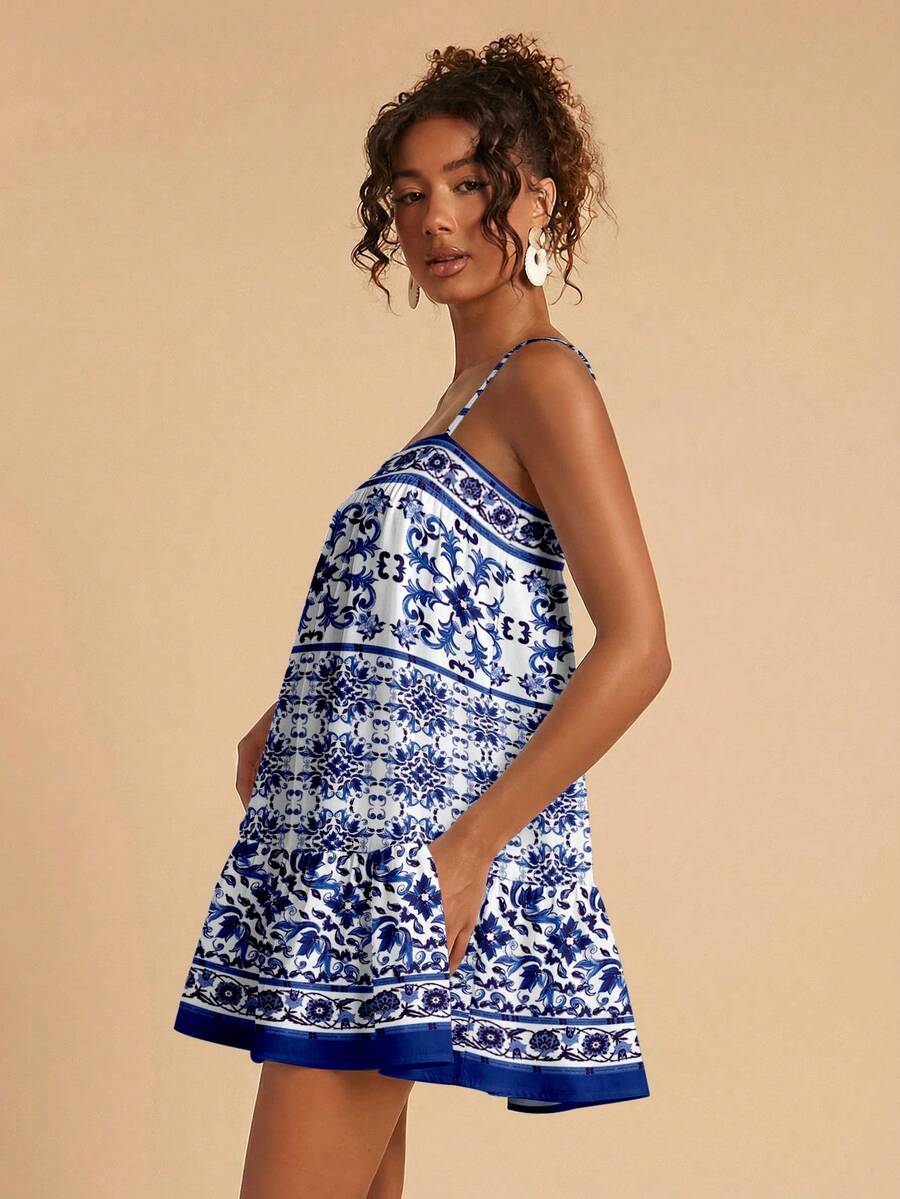 Travachic Vestido de alça fina para verão e férias, estampa floral, estilo de férias, looks de férias para mulheres, looks de férias na praia, looks de verão para mulheres, vestidos de verão para mulheres, vestidos para mulheres, vestido de verão